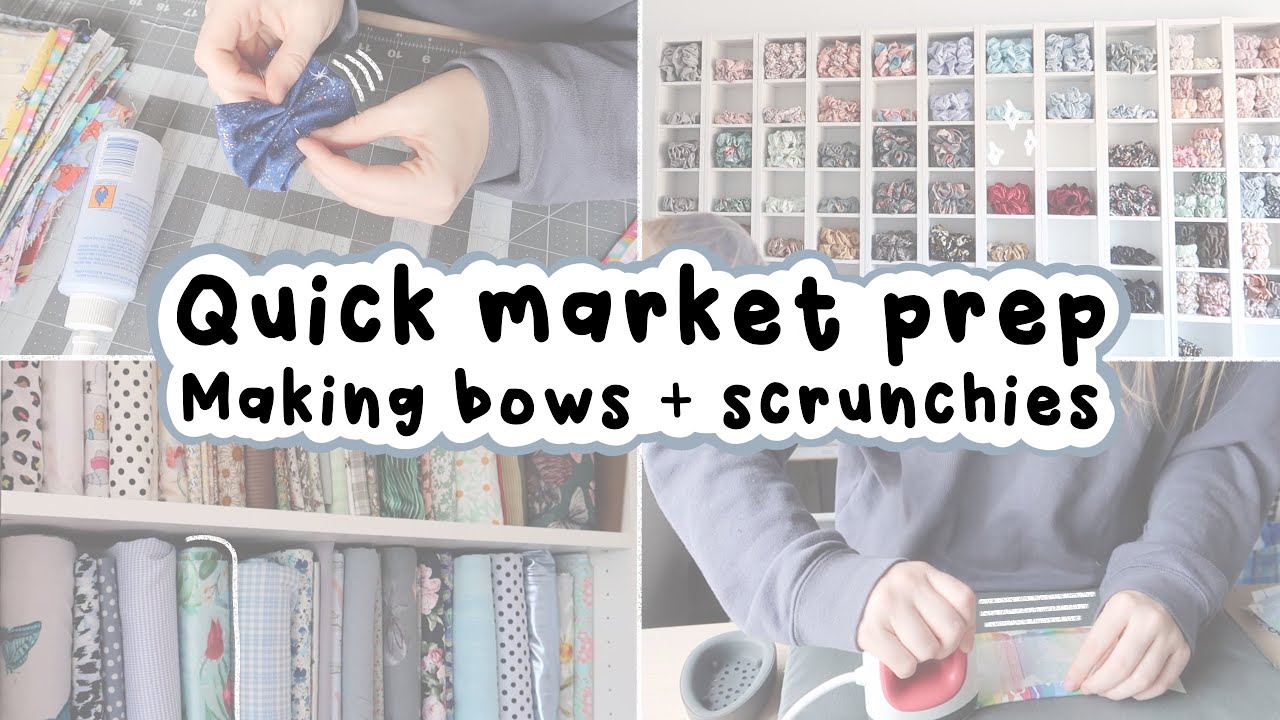 quick market prep making hair bows and scrunchies, life updates SEPTEMBER studio vlog 58