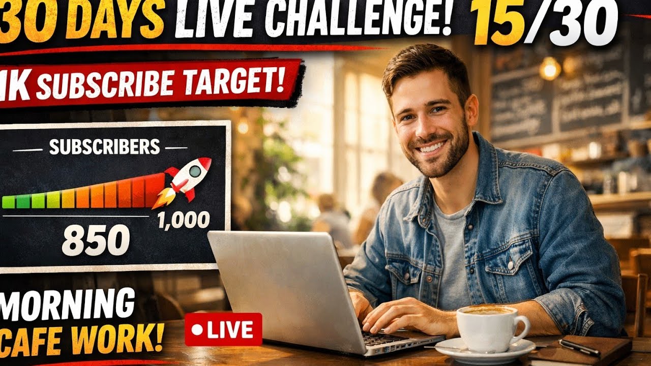 Day 15/30 🔴 Morning Cafe Work | 30 Days Live Challenge | 1K Subscribers Target | Bite N Bubble