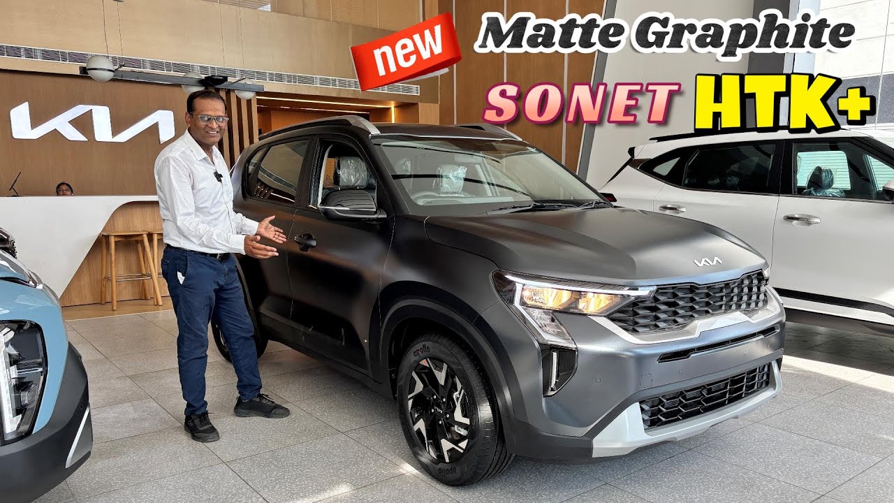 NEW KIA SONET HTK Plus MATTE GRAPHITE COLOUR ! JUST WOW ! Features Loaded with Unique Colour