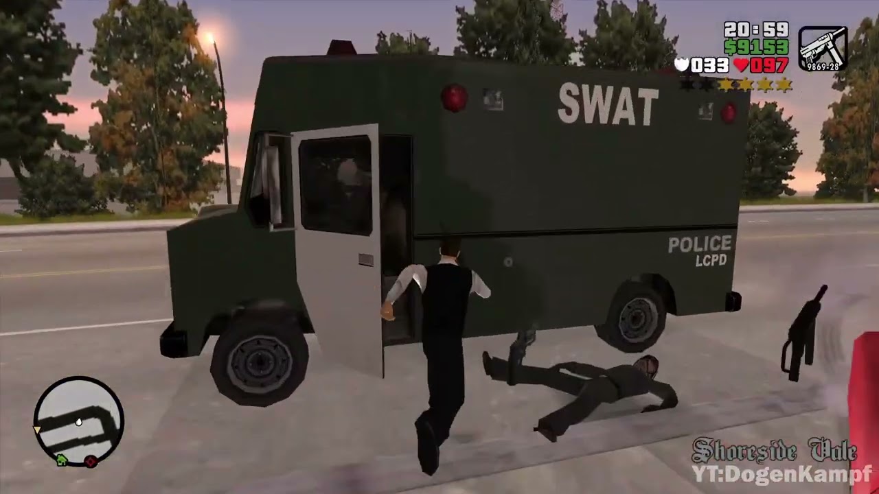GTA Liberty Wiseguy -  Shoreside Vale Shootout + Wanted Level 6 Escape