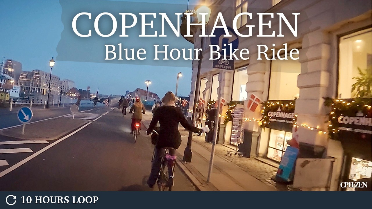 10 Hours Bike Ride in the Blue Hour | Copenhagen Ambience POV | ASMR 4K