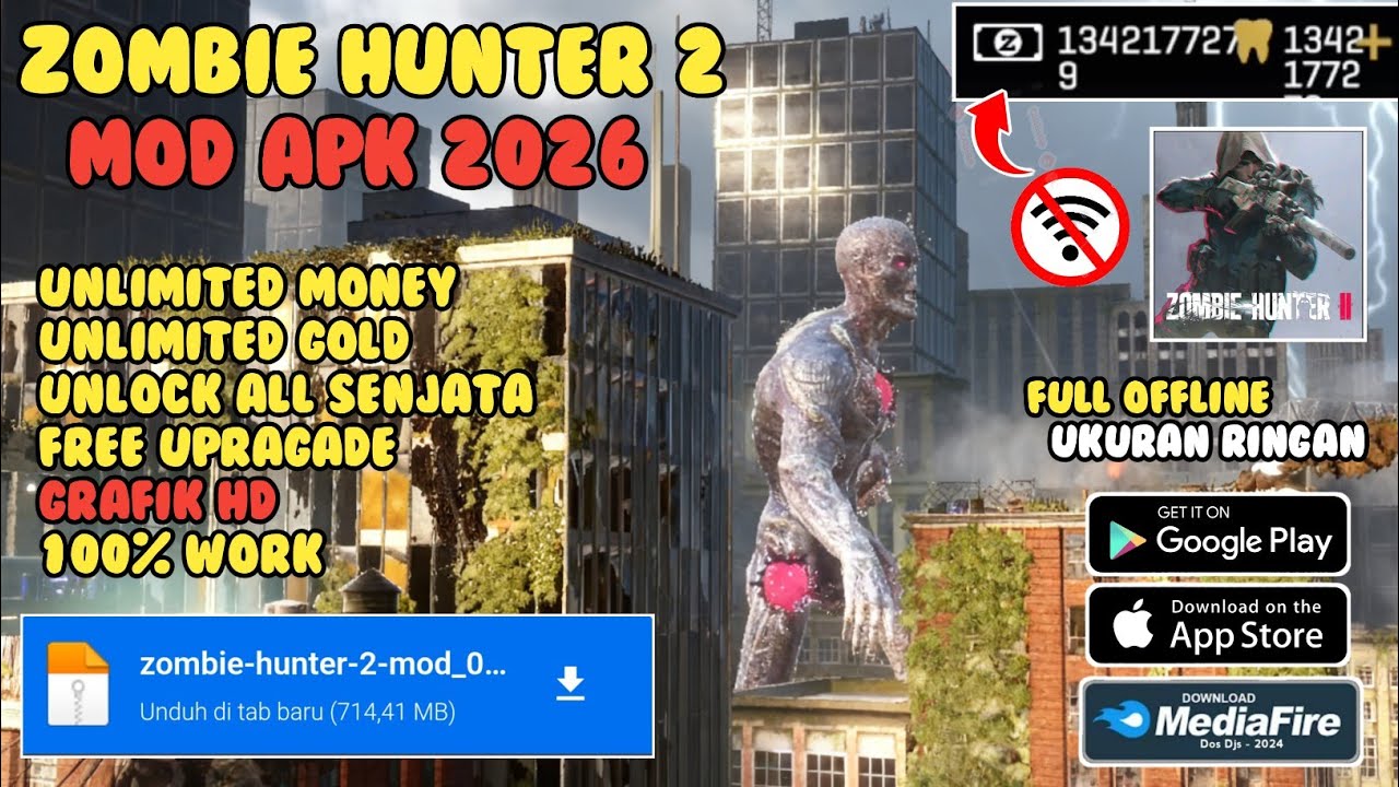 ПОСЛЕДНЯЯ ВЕРСИЯ❗ ZOMBIE HUNTER 2 Mod Apk 2026 Неограниченные деньги и золото HD графика 100% раб...
