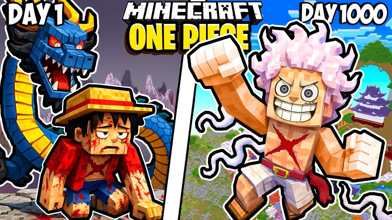 I Survived 1000 Days as LUFFY in Minecraft