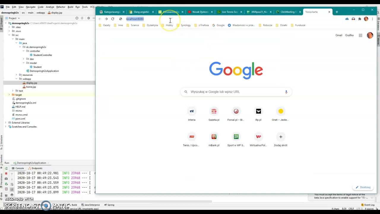 Prosty projekt spring boot z bazą H2