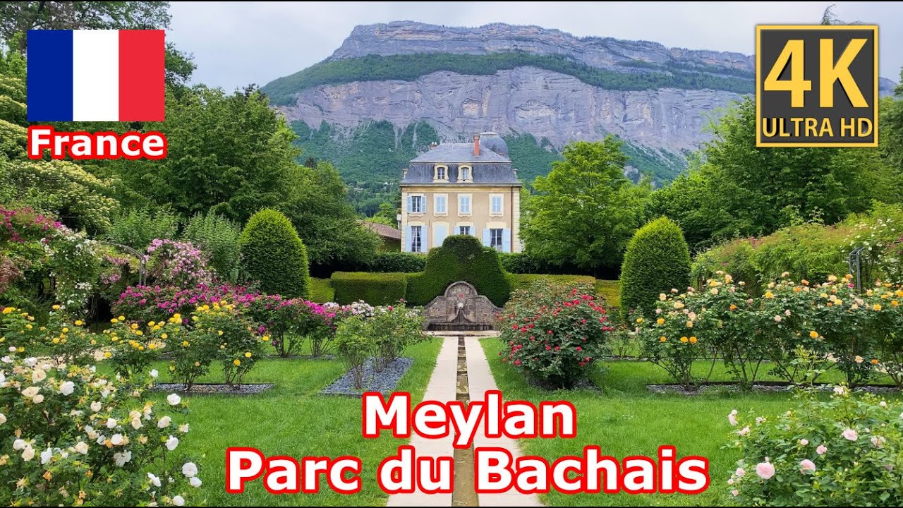 Meylan, Grenoble 4K 🌹 🌷 Balade au magnifique Parc du Bachais avec sa Roseraie