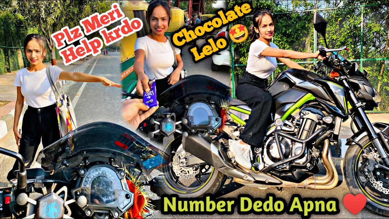 Cute Stranger Girl Asking For Lift 🥰| Cute Model 😇Chocolate Lelo🍫 | Number Dedo ApnaKawasaki z900