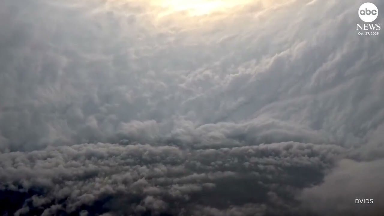 Video shared by Hurricane hunters as they flew into the eye of Hurricane Melissa