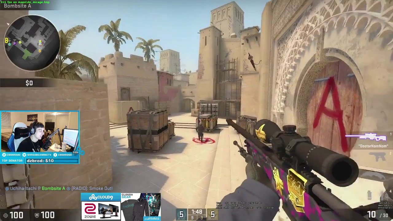 CS:GO Pro Replays | Cloud9 Shroud |  MM on Mirage