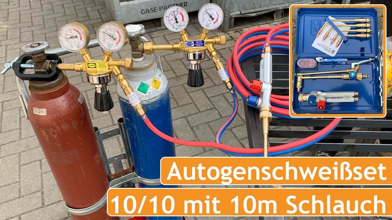 Autogenschweißset 10/10 Acetylen Sauerstoff mit 10m Schlauchpaket | Brennerset Made in Germany MWW