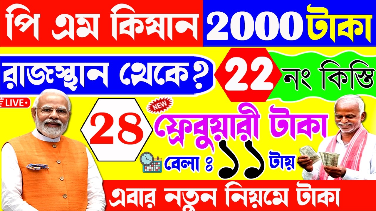 PM Kisan 22 installment date | PM Kisan | পিএম কিষান ২২ নং কিস্তির টাকা 28 তারিখ | রাজস্থান সভা থেকে