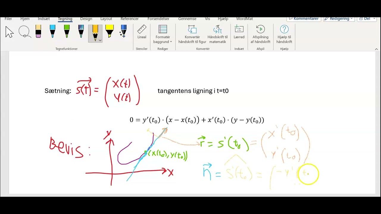 vektorfunktioner - tangentens ligning - bevis