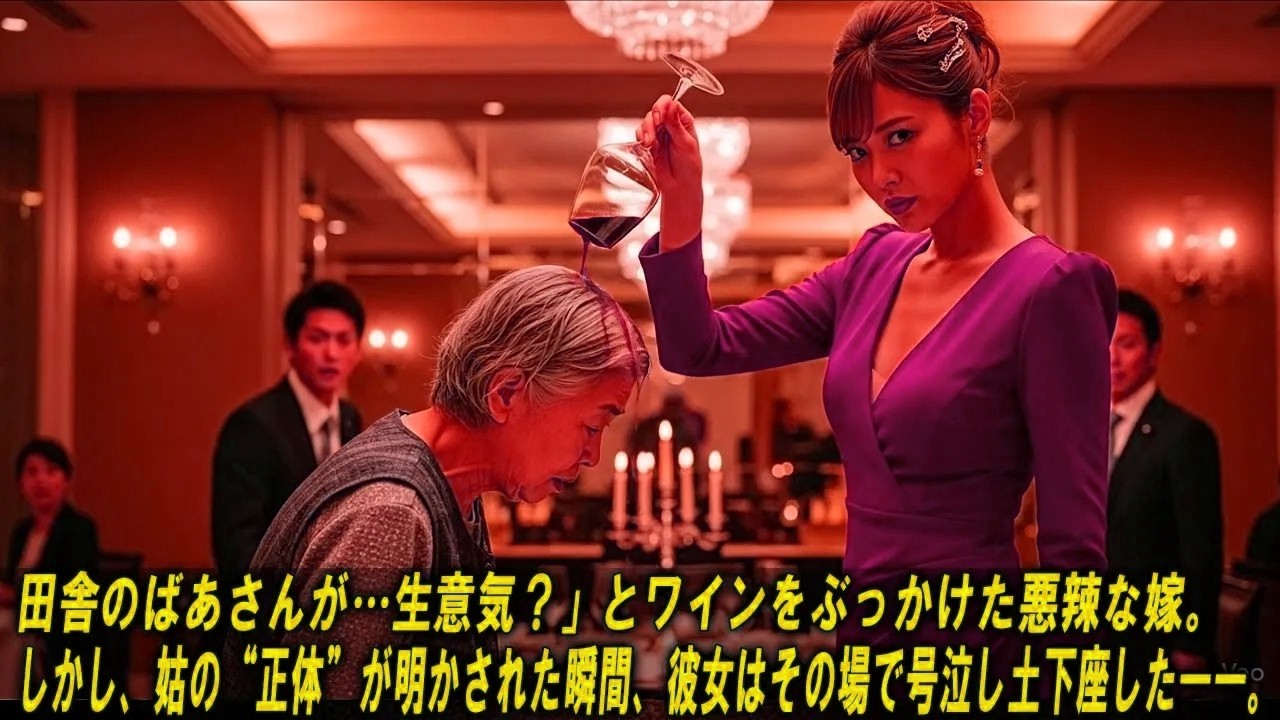 「田舎のばあさんが…生意気？」とワインをぶっかけた悪辣な嫁。 しかし、姑の“正体”が明かされた瞬間、彼女はその場で号泣し土下座した――。