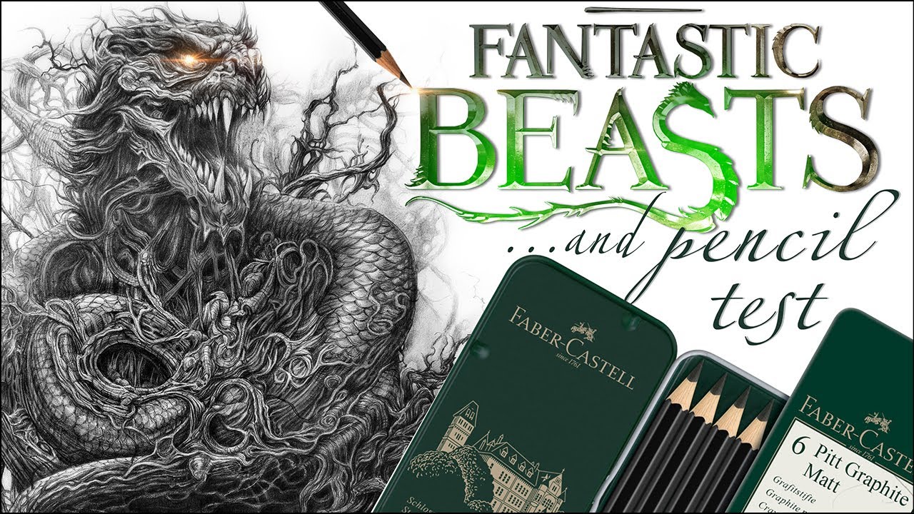 Faber-Castell Pitt Graphite Matt test and review + Time-lapse of drawing a Basilisk. No talking.