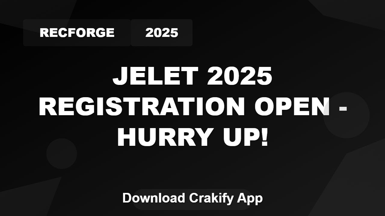 JELET 2025 Registration Started | West Bengal Engineering Entrance Exam