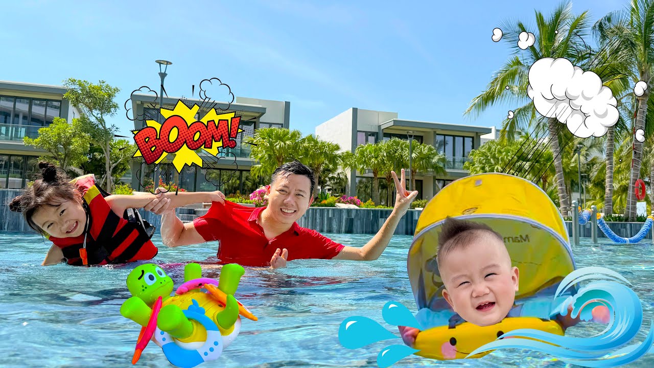 Cam Cam dẫn em Táo đi bơi, review phao bơi chống lật - Cam Cam TV