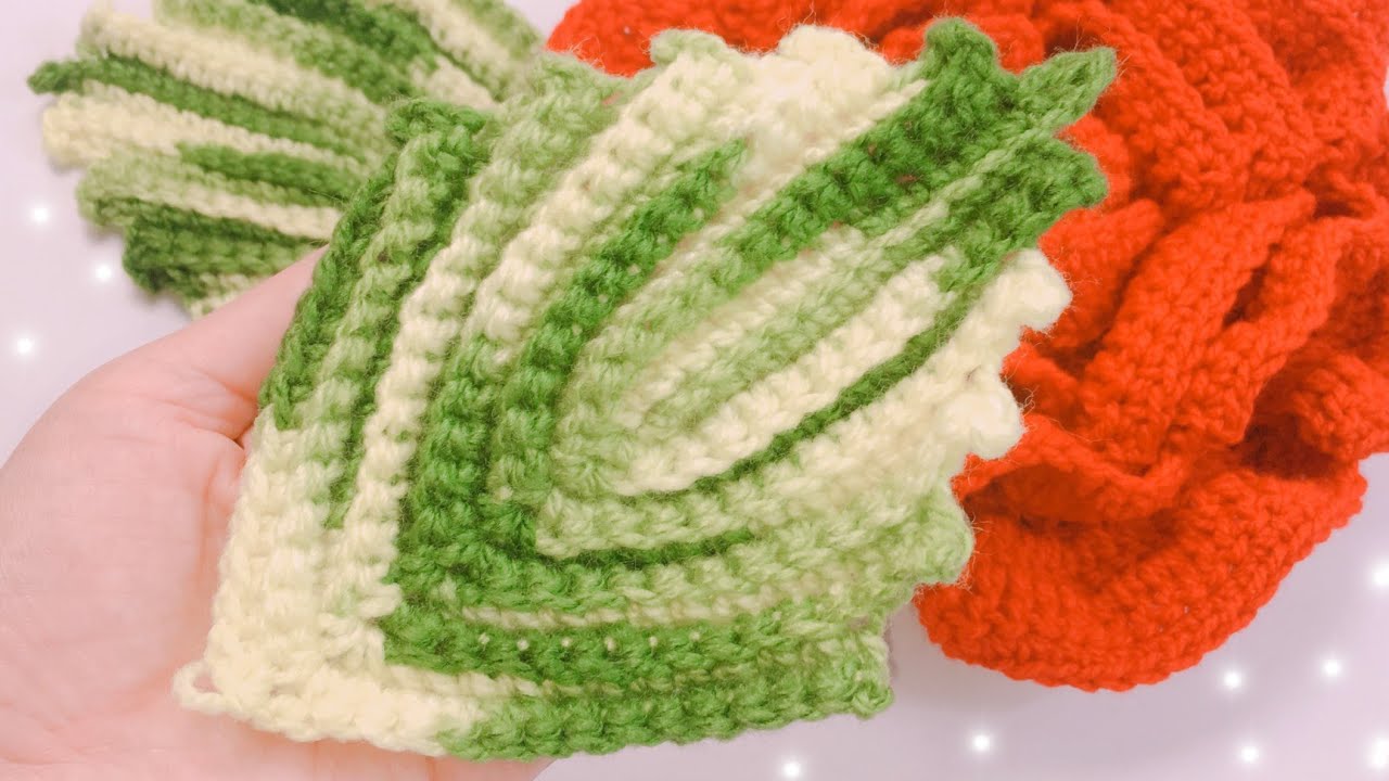 💙Hojas Grandes Para Flores Hechas  a Crochet /LARGE LEAVES FOR FLOWERS MADE IN CROCHET🌿🌿