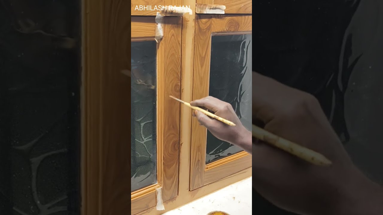 Teak wood grain work on painted surface