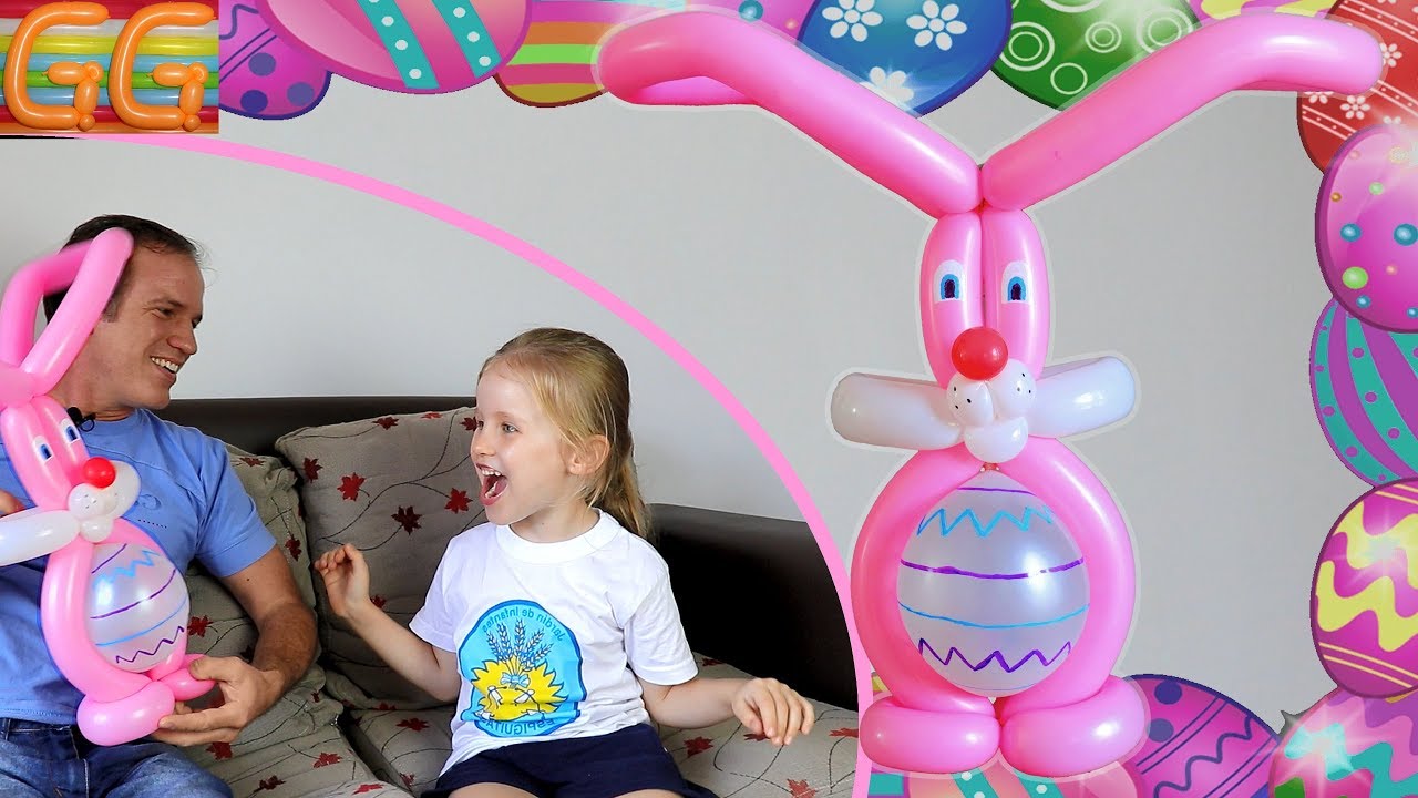 como hacer un conejo con globos - CONEJO Y HUEVOS DE PASCUA - globoflexia y figuras con globos