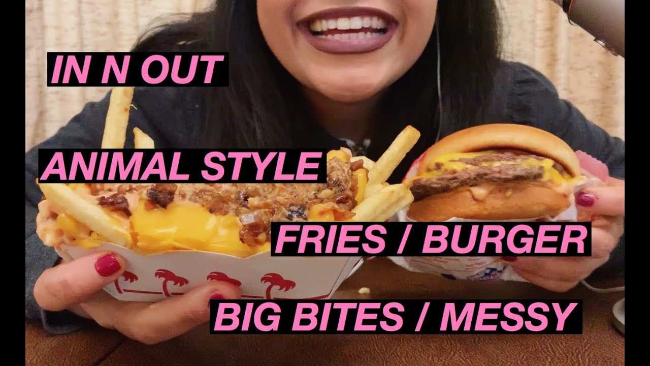 In n Out ANIMAL STYLE Fries / Burger ASMR / MUKBANG (BIG BITES / MESSY)