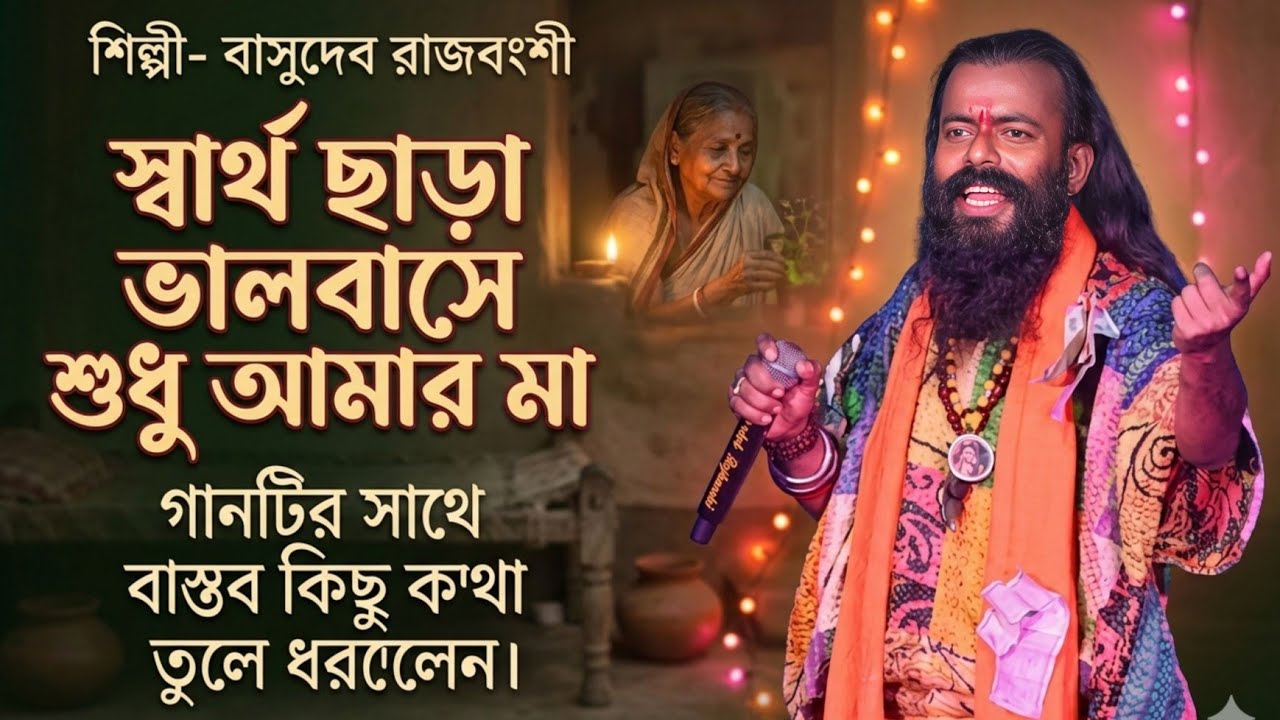 স্বার্থ ছাড়া ভালবাসে শুধু আমার মা। গানটি সাথে বাস্তব কিছু কথা তুলে ধরলেন। বাসুদেব রাজবংশী বাউল 