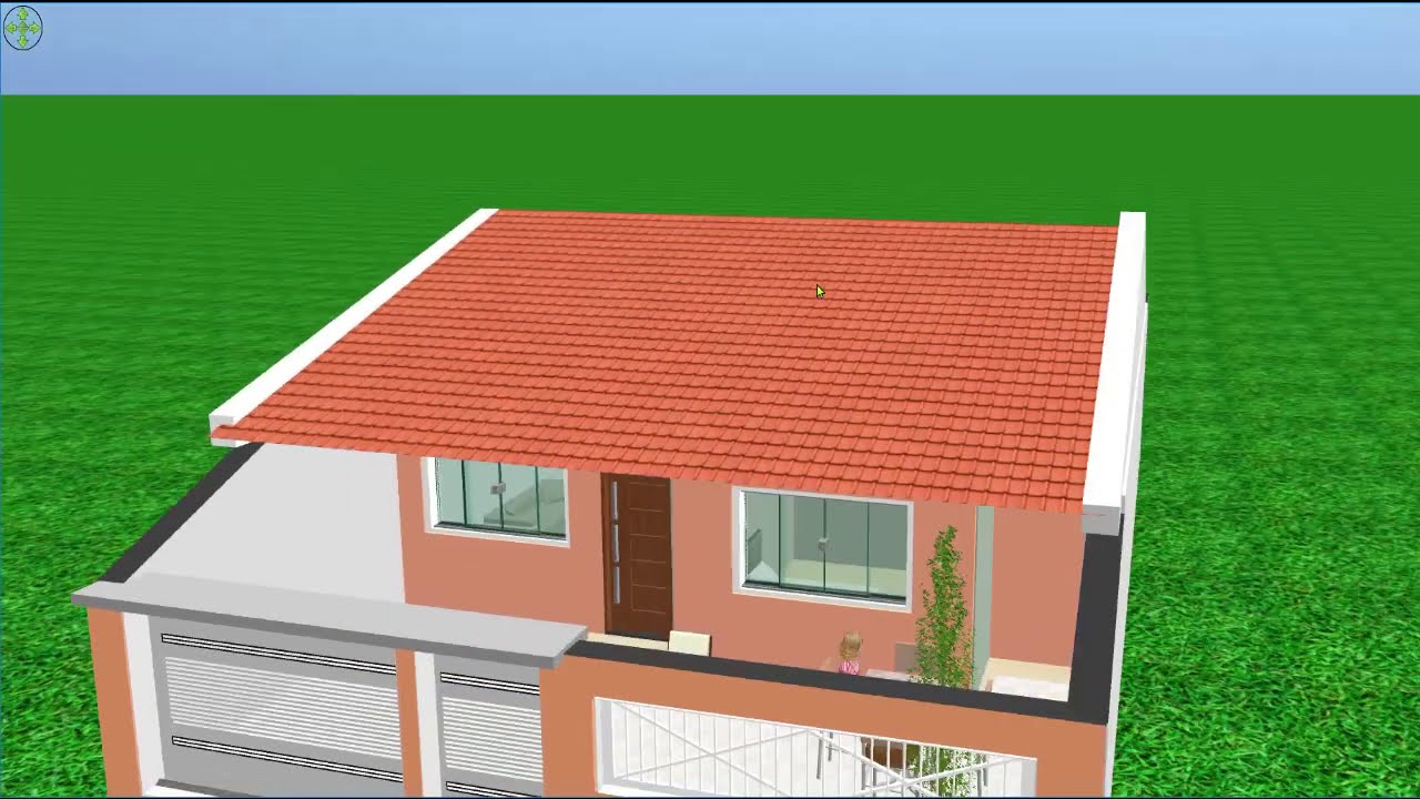 projeto de casa 3d - casa 10x10 de 3 quartos