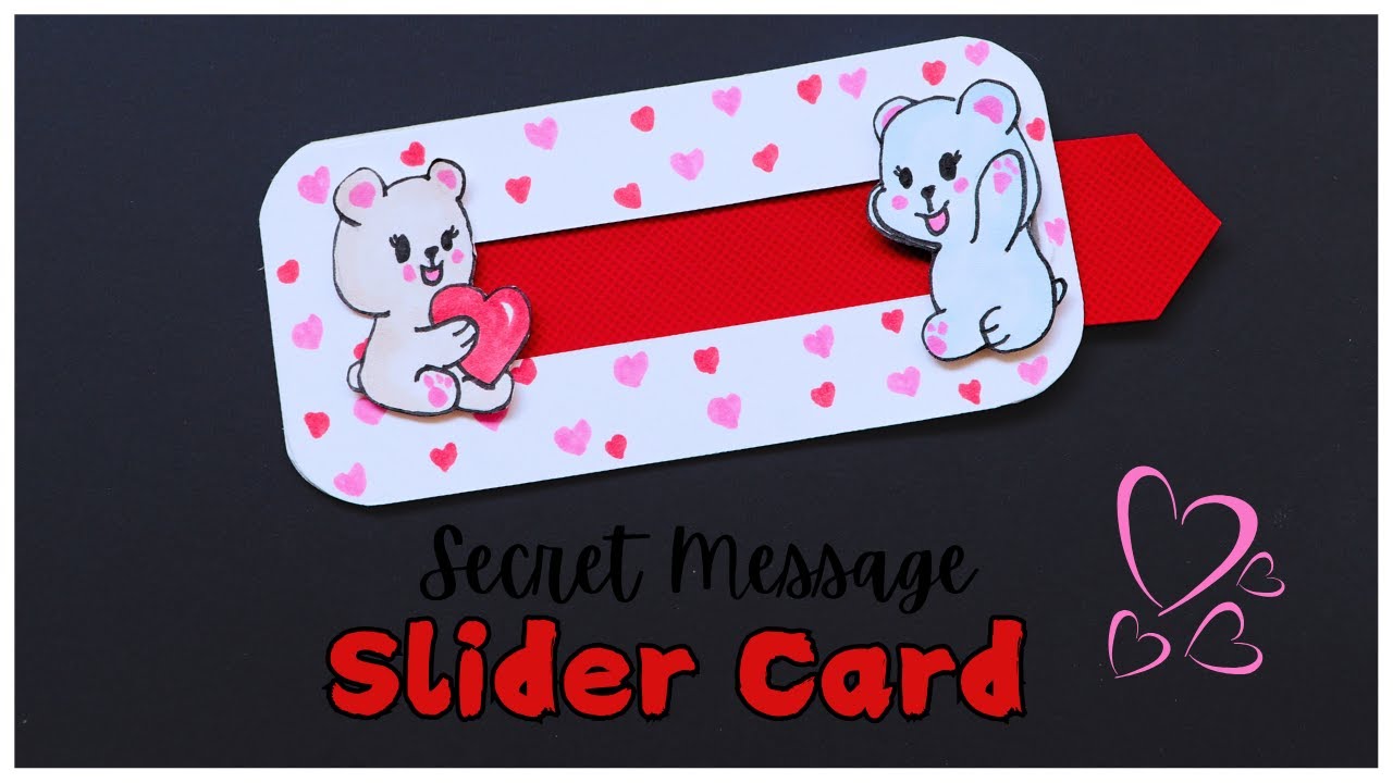 I Love You Slider Card Tutorial | Secret Message Pull Tab Card