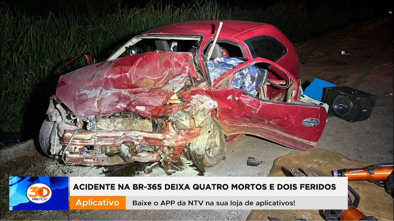Grave acidente na BR-365 deixa quatro mortos e dois feridos