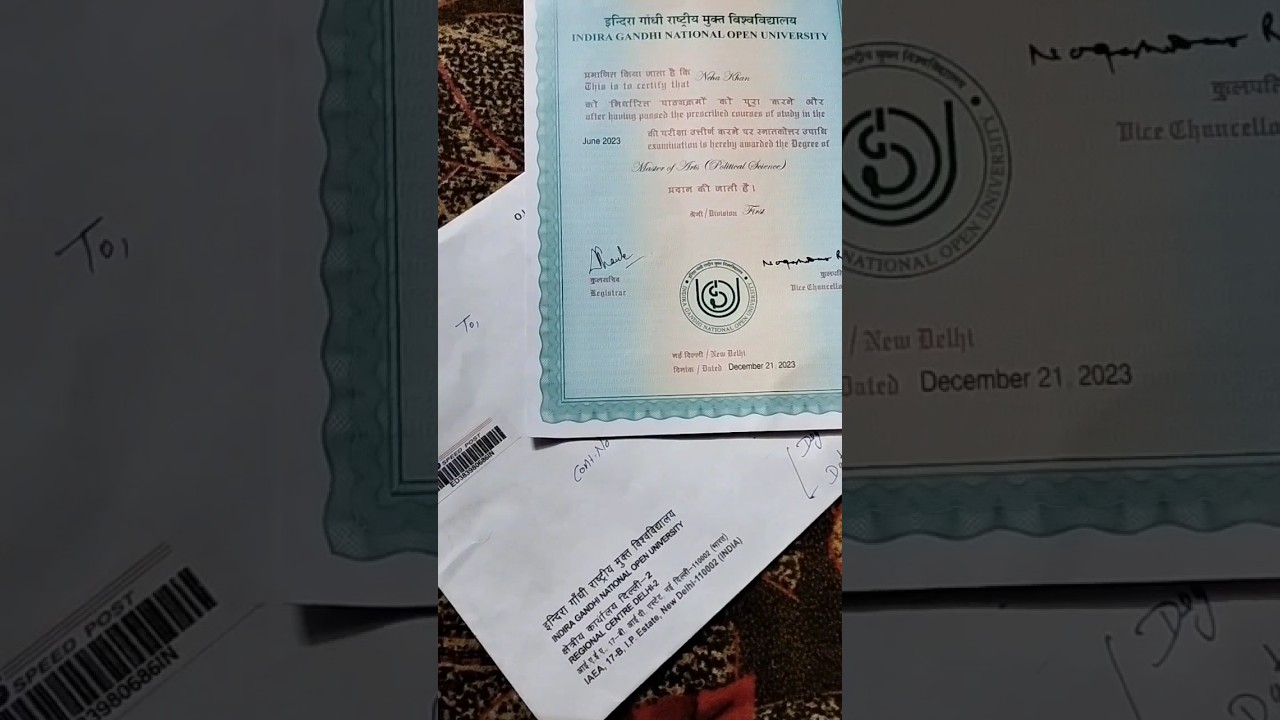 IGNOU Degree certificate 37th convocation#ignou #degree  #shorts #viral #motivational