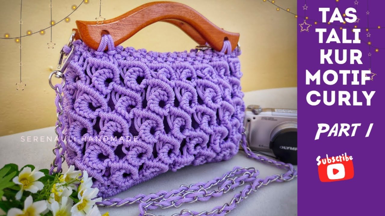Tutorial Tas Tali Kur "Motif Curly " Terbaru - Part 1 - untuk pemula // macrame bag