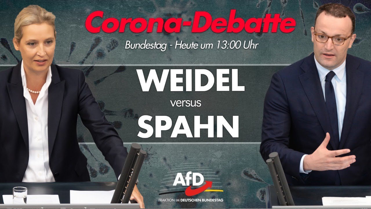 Corona-Debatte mit Alice Weidel - AfD-Fraktion im Bundestag live