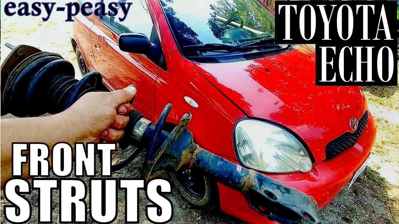 КАК ЗАМЕНИТЬ ПЕРЕДНИЕ СТОЙКИ НА TOYOTA ECHO ЛЕГКО И ПРОСТО ЗА 5 МИНУТ! | Сохранить развал-схождение.