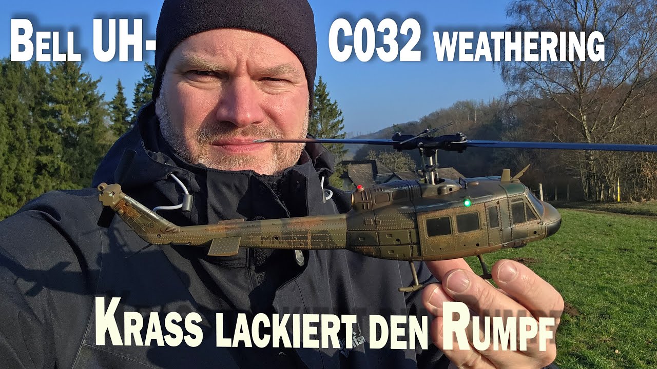 mit schrottreifen Weathering der Bell UH 1 C032 von RC ERA - ein 1 Sahne RC Helikopter