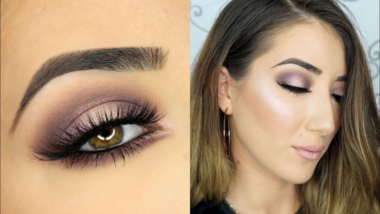 Dark Purple and Pink Halo Smokey Eye & Metallic Lips Makeup Tutorial