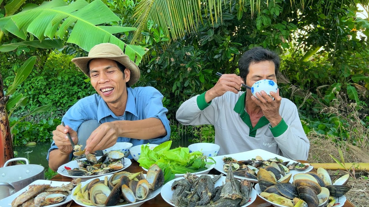 ẨM THỰC ĐỒNG QUÊ HẾN NƯỚNG MỠ HÀNH CÁ LAU KIẾNG HẤP SẢ LAI RAI CÙNG ANH 2 NGẮM HOÀNG HÔN XÓM NHỎ