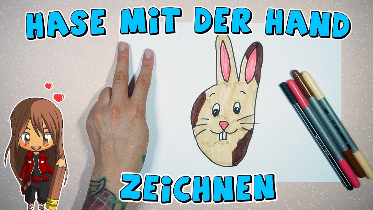 Hase mit der Hand einfach malen f&uuml;r Kinder | ab 6 Jahren | Malen mit Evi | deutsch