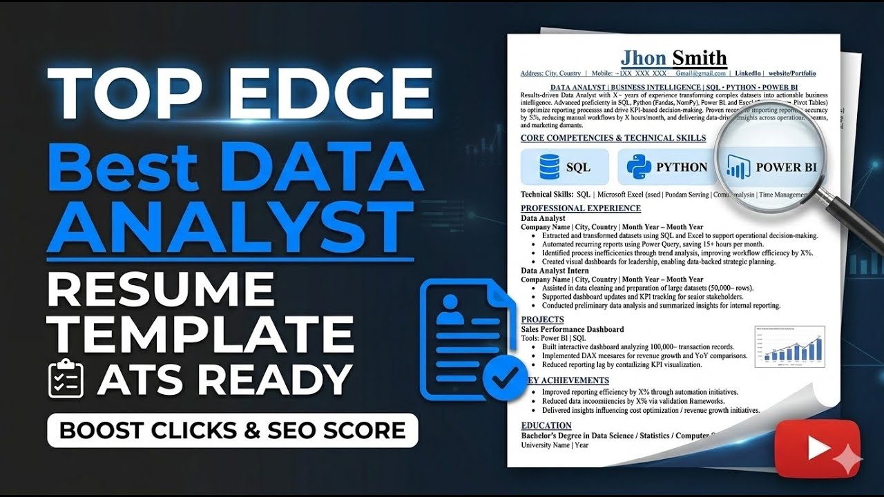 How to make TOP EDGE Best DATA ANALYST RESUME TEMPLATE (ATS)