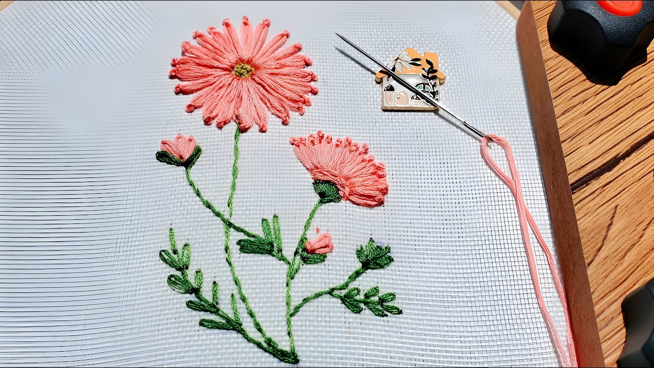 Very Beautiful Flower Embroidery🌸 easy embroidery tutorial for beginners!