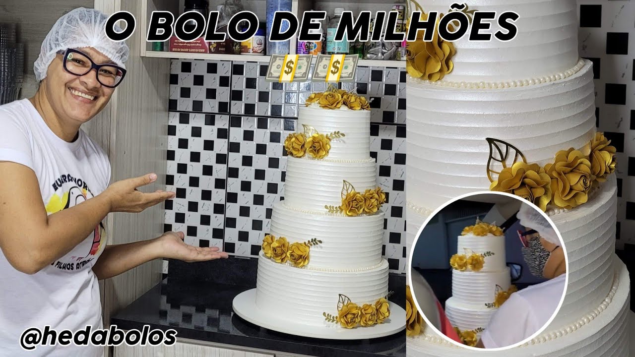 Bolo de Noivado de 4 Andares / Bolo de Casamento de 4 Andares/ Bolo De Milhões #bolodequatroandares