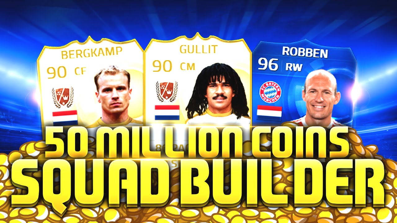 FIFA 15 - 50 MILLION COINS SQUAD BUILDER!!! FT GULLIT, BERGKAMP & TOTY ROBBEN! BEST PLAYER ON FIFA!