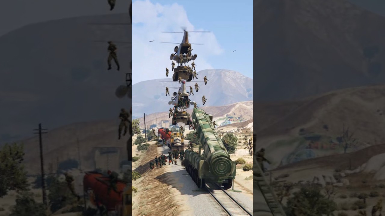 Missile Launcher Opens Fire on the Train With Powerful Ballistic Missiles | GTA V #strike #action
