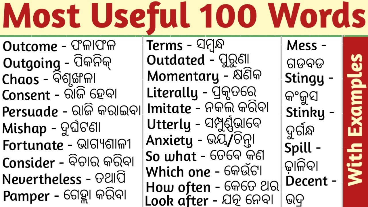 English Word Meaning In Odia/Daily Use English Words With Meaning/Improve Your Vocabulary/English