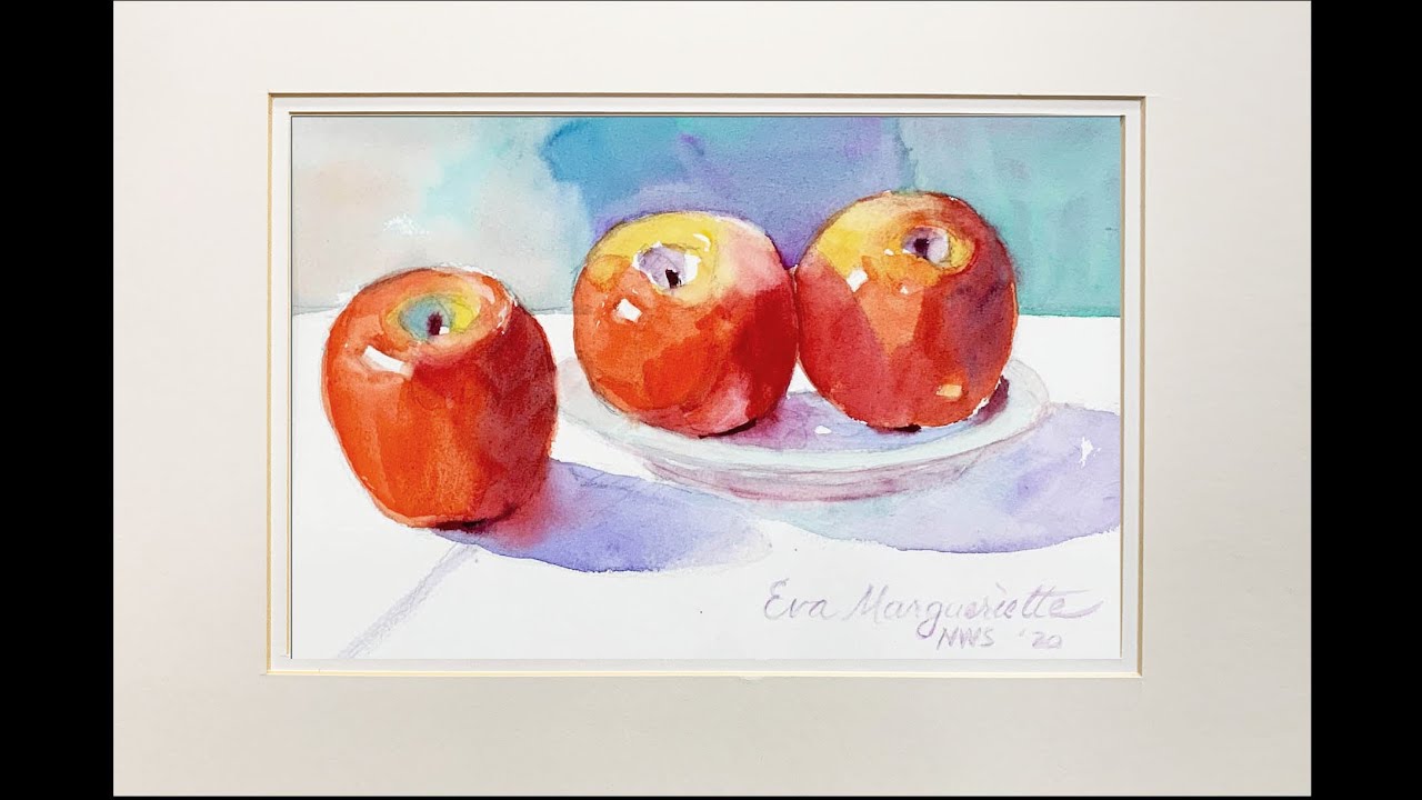 Painting apples with watercolor like Cezanne (demo by Eva Margueriette)