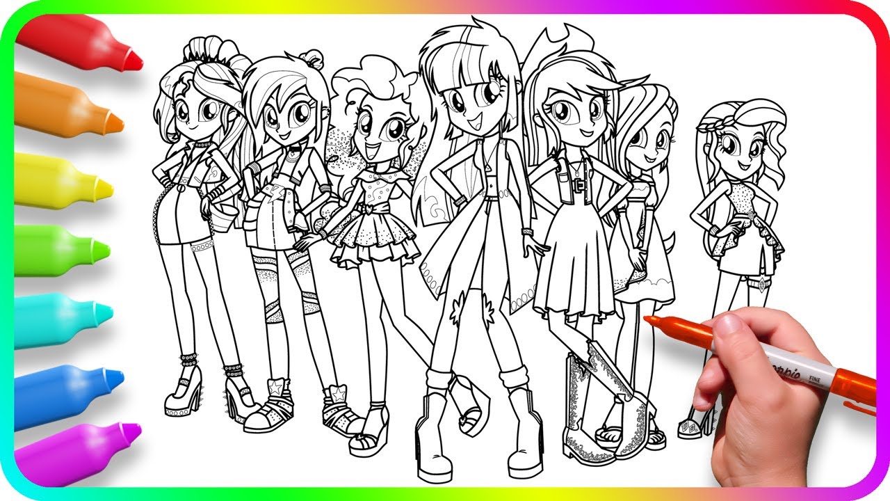 EQUESTRIA GIRLS Coloring Pages - Next Generation. How to color My Little Pony. Easy Drawing Tutorial