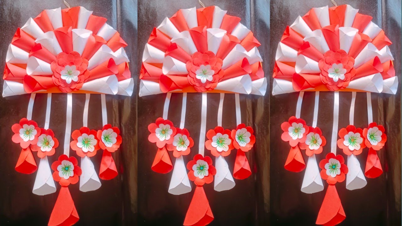 Flower Wall Hanging Paper Craft ideas//Easy Wall Hanging Craft with Paper #uliyaworld