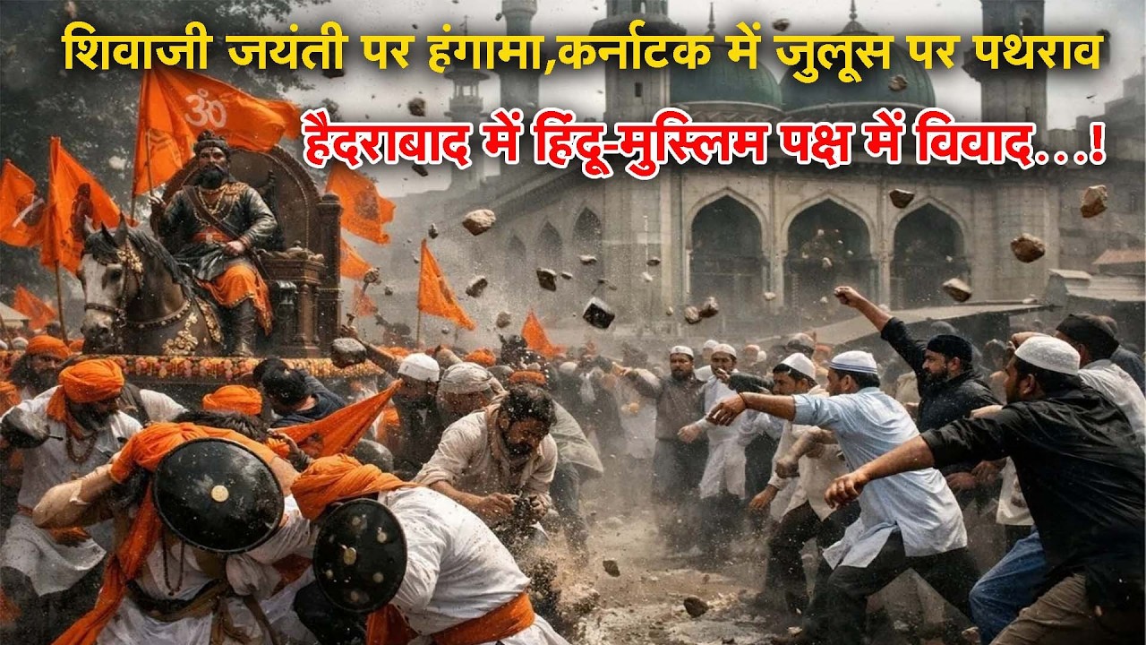 शिवाजी जयंती पर हंगामा,कर्नाटक में जुलूस पर पथराव, हैदराबाद में हिंदू-मुस्लिम पक्ष में विवाद…!