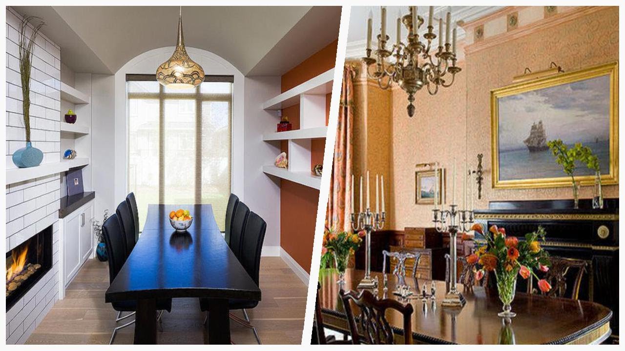 75 Dining Room With Orange Walls And A Standard Fireplace Design Ideas You'll Love ♡