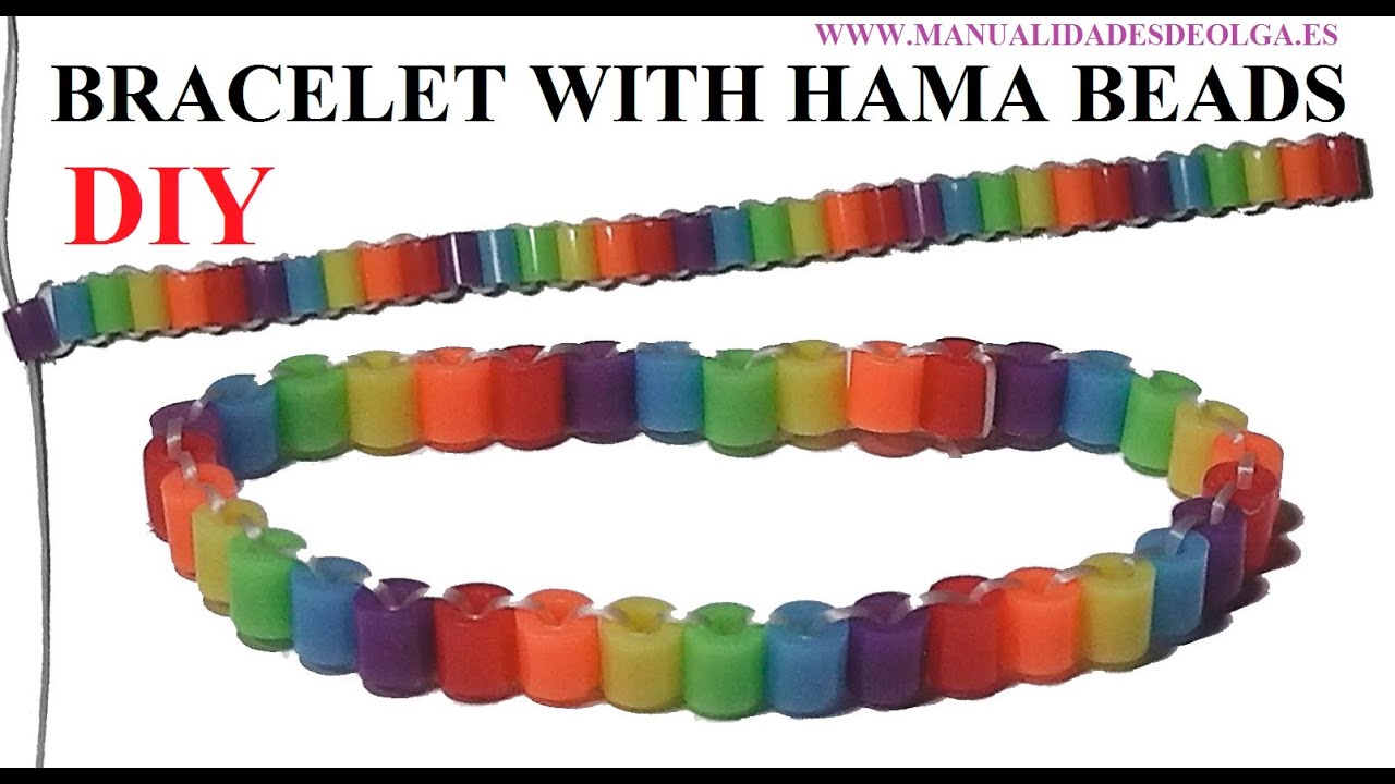 HOW TO MAKE BRACELET WITH HAMA BEADS. EASY . ELASTIC PERLER BEADS BRACELET