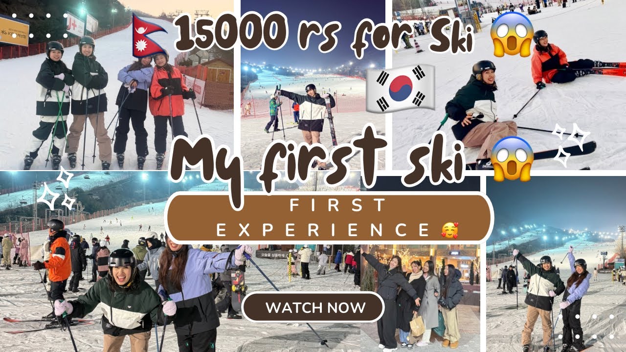 🇰🇷vlog||Beginner Tries Skiing in Korea..Watch What Happens!😱😂 #konjiam #newexperience#koreavlog 