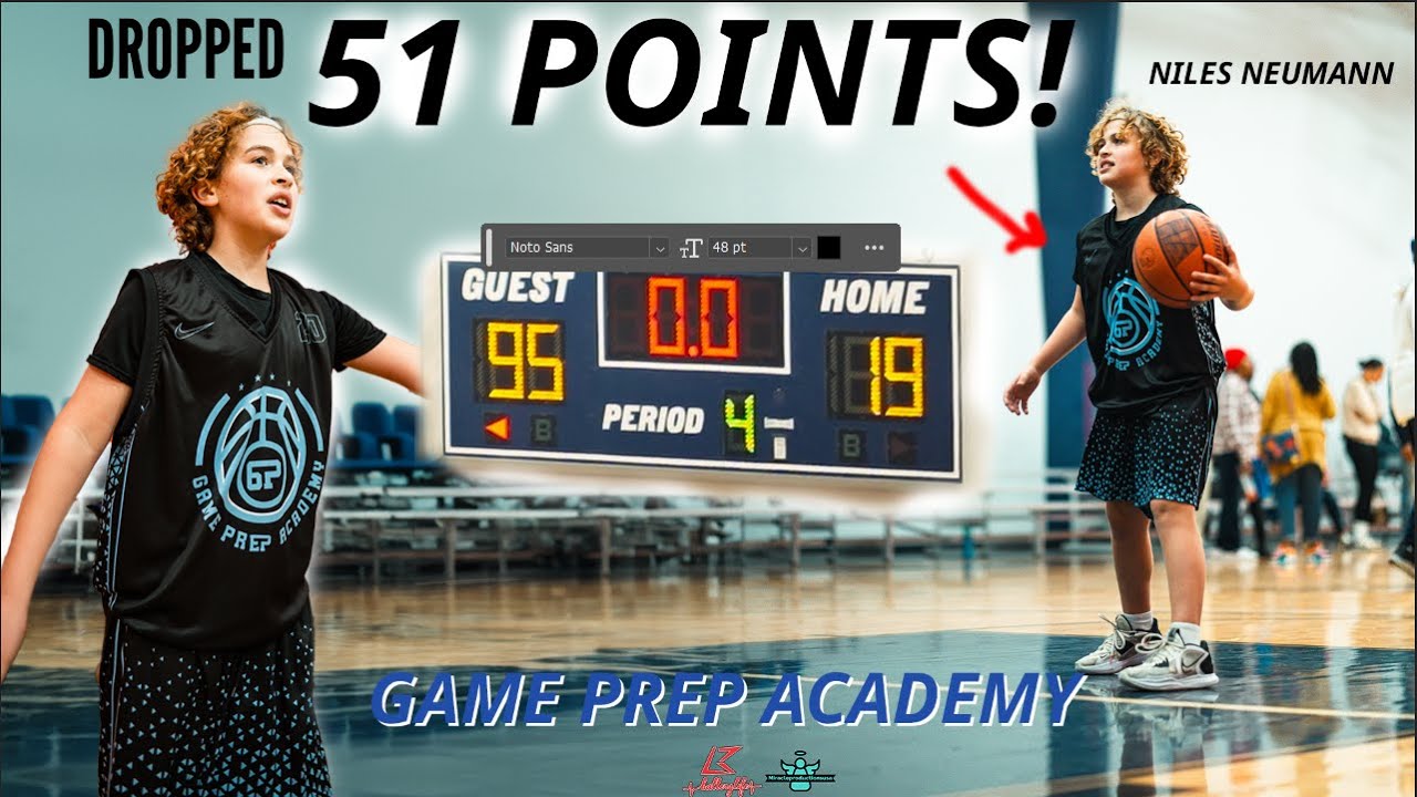 NILES NEUMANN DROPS 51 points!! FIRST OFFICIAL MIDDLE SCHOOL GAME | GAME PREP ACADEMY HIGHLIGHTS