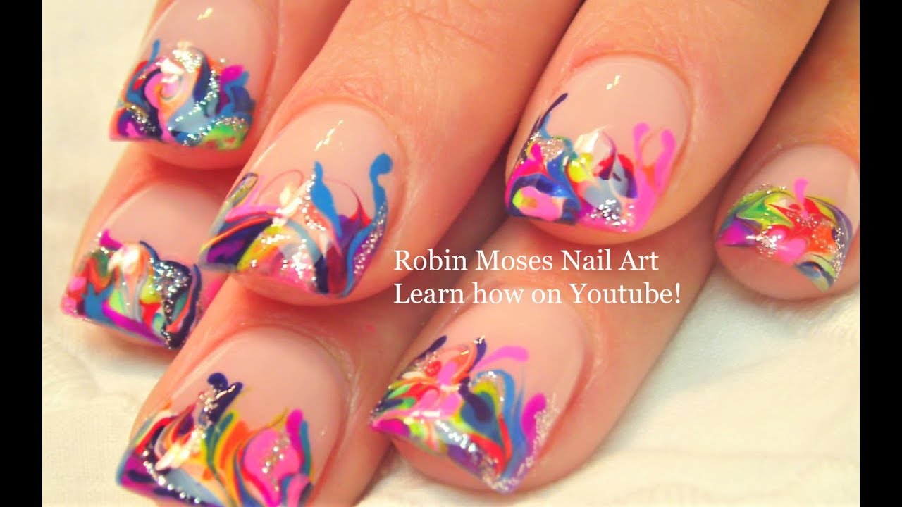 Neon Rainbow Nails! - No Water needed Drag Marble Nail Art Tutorial
